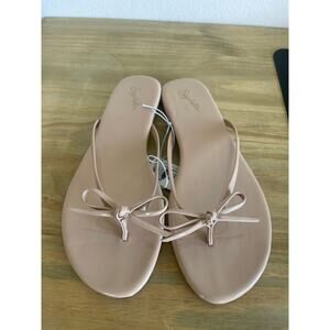 NWT Seychelles Instant Crush Tan Bow Thong Patent Sandal W 8 Wish List Sleek